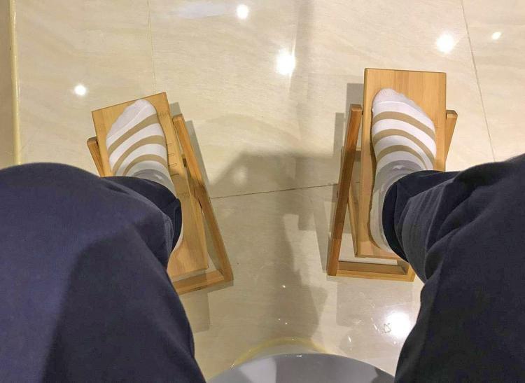 Folding Bamboo Wooden Toilet Squatting Stools - Manspread toilet stools