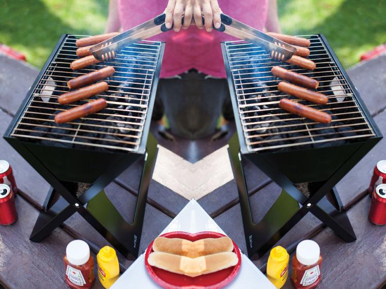 Collapsible Charcoal X-Grill - Onivia Folding Portable BBQ Grill - 1 inch thick grill