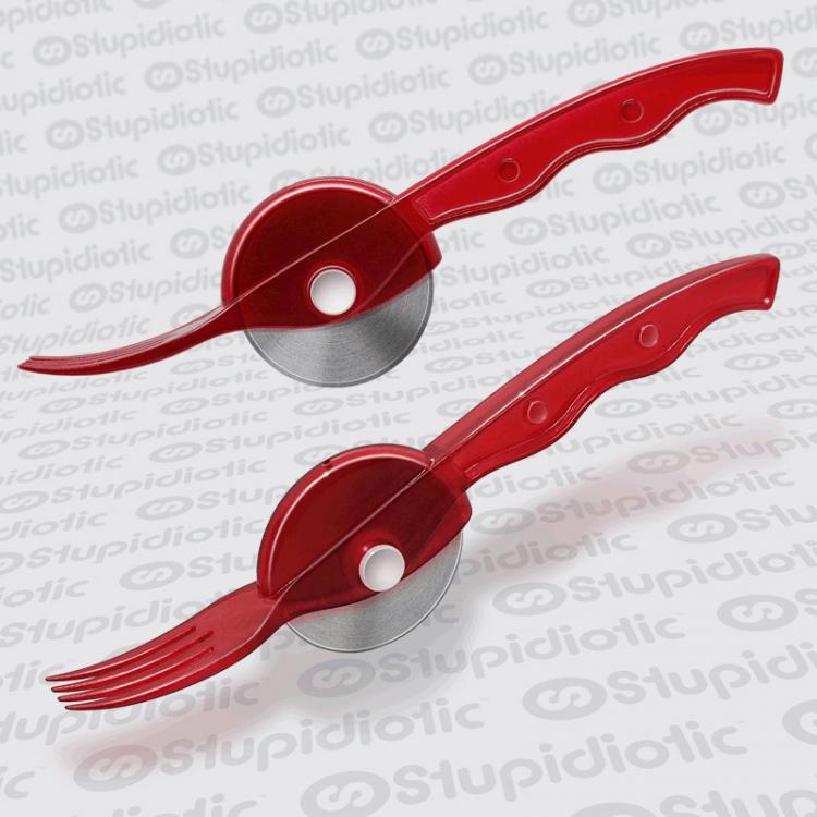 Fork With A Pizza Roller- Fork pizza cutter combo utensil