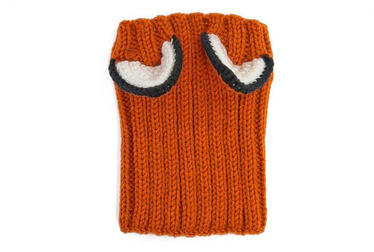 Zoo Snoods - Fox Shaped Dog Hood - Knit dog hood turns your dog into a fox
