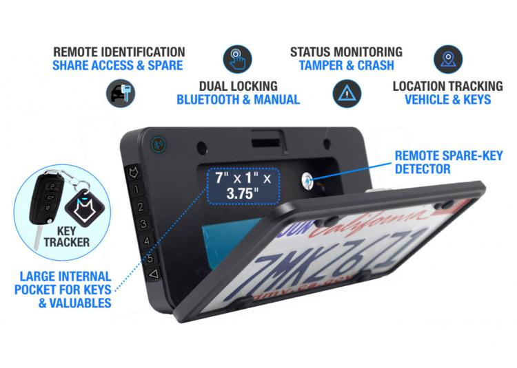 Foxxvault Secret Stash Spot Behind Your License Plate - Bluetooth License Plate Storage Spot