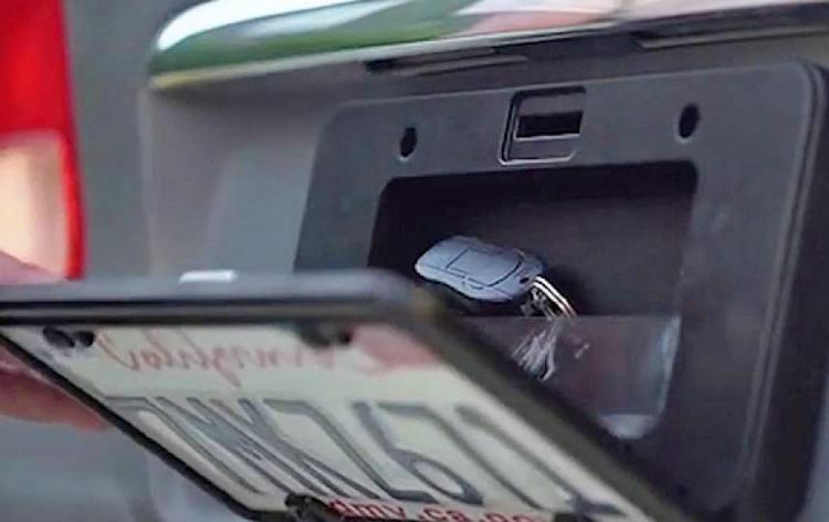 Foxxvault Secret Stash Spot Behind Your License Plate - Bluetooth License Plate Storage Spot