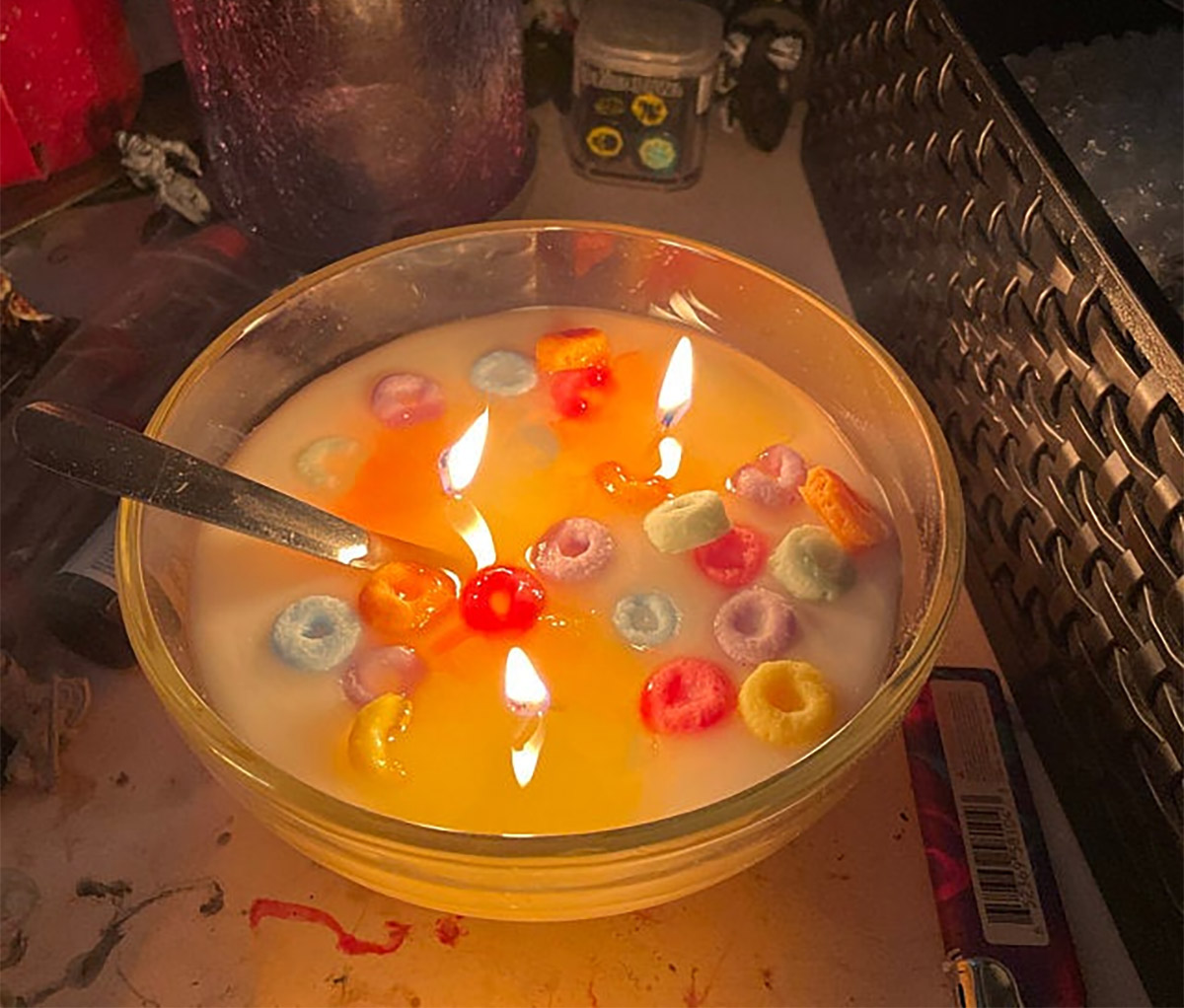 Bowl Of Froot Loops Scented Candle - Fruit Loops Scented Candle