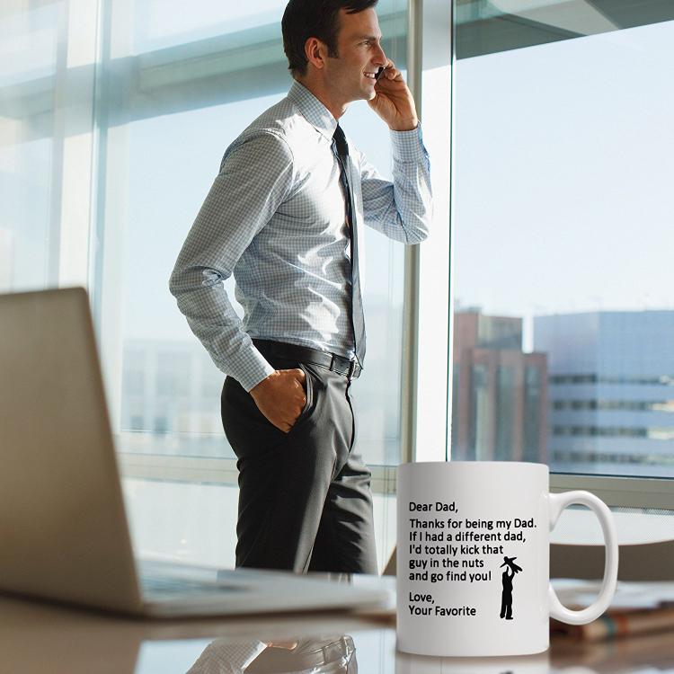 Funny Dear Dad Kick In The Nuts Coffee Mug