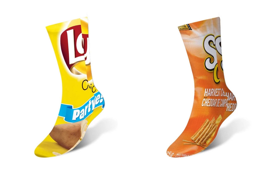 Funny Food Socks - Quirky Snack, Chips, and Cereal Print Socks