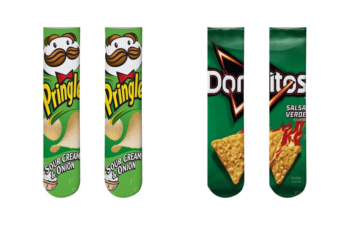 Funny Food Socks - Quirky Snack, Chips, and Cereal Print Socks