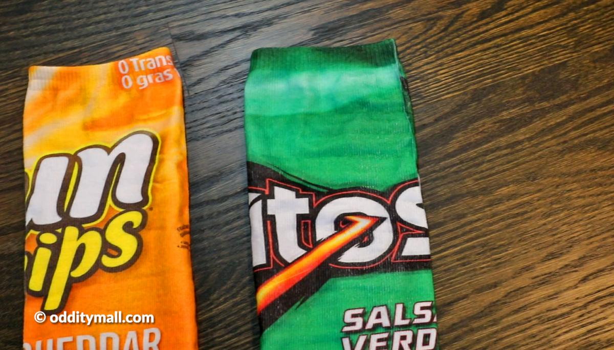 Funny Food Socks - Quirky Snack, Chips, and Cereal Print Socks