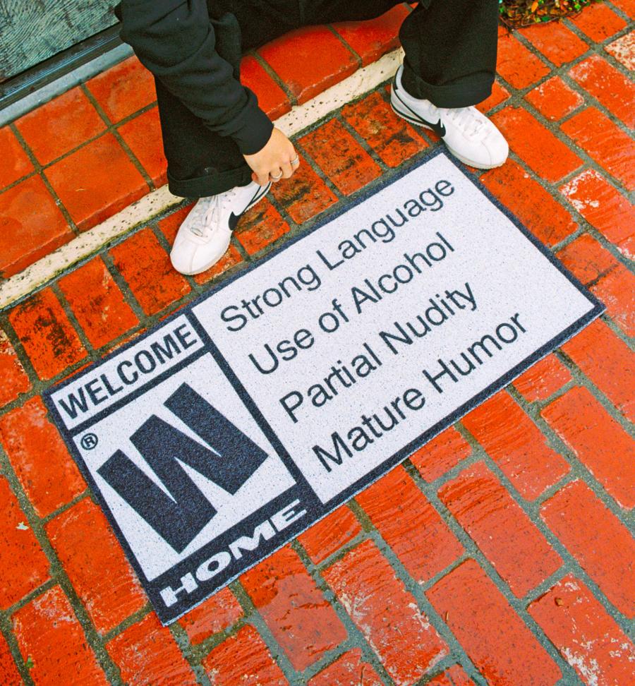 Funny Mature Rating Welcome Doormat Video Game Label Doormat