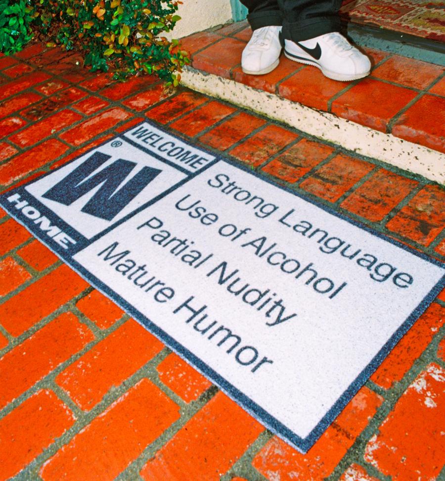Funny Mature Rating Welcome Doormat Video Game Label Doormat