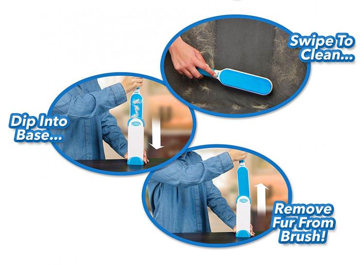 Hurricane Fur Wizard Pet Hair Cleaner With Self-Cleaning Base - Magical lint roller auto cleaning base