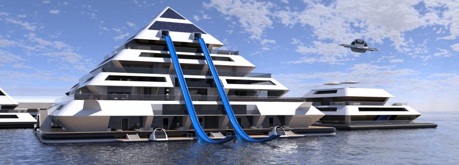 Maya Eco-Friendly Futuristic Floating City Concept