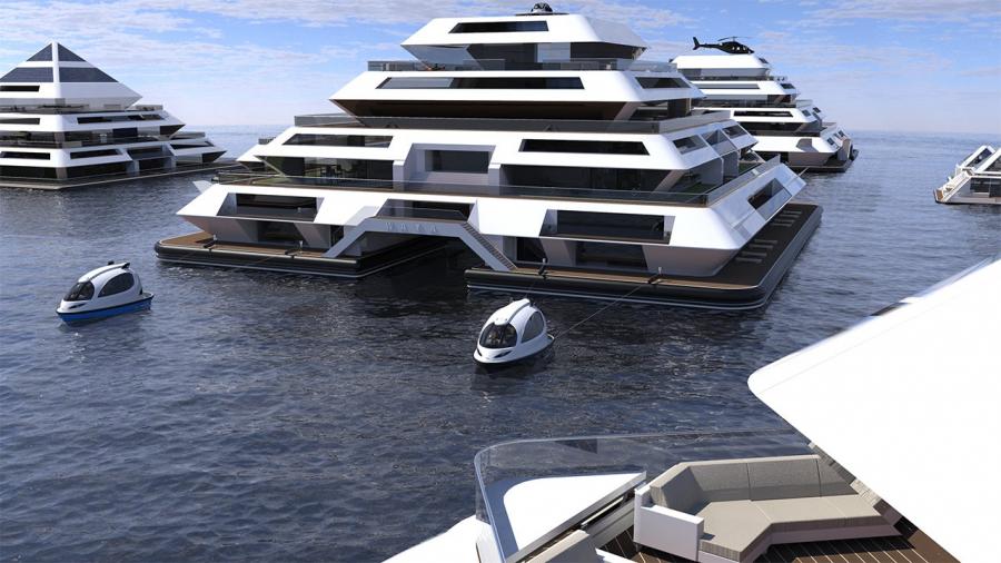 Maya Eco-Friendly Futuristic Floating City Concept