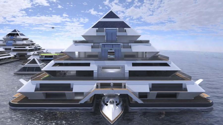 Maya Eco-Friendly Futuristic Floating City Concept
