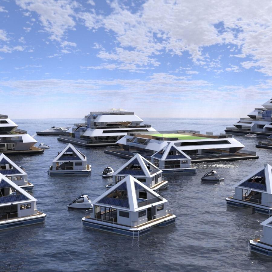 Maya Eco-Friendly Futuristic Floating City Concept