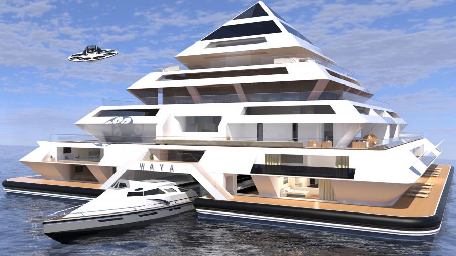 Maya Eco-Friendly Futuristic Floating City Concept
