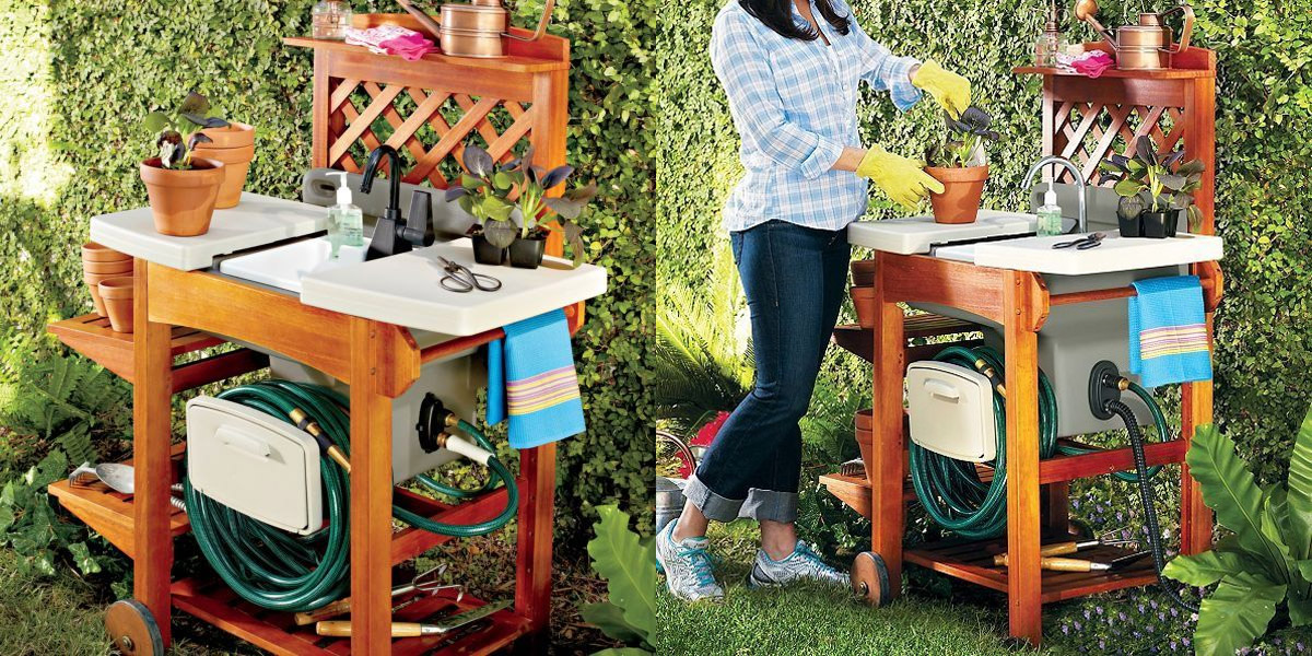 Wall mounted Garden Hose Sink -  Instant Outdoor Sink With No Extra Plumbing Required