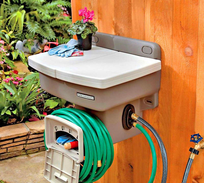 Wall mounted Garden Hose Sink -  Instant Outdoor Sink With No Extra Plumbing Required