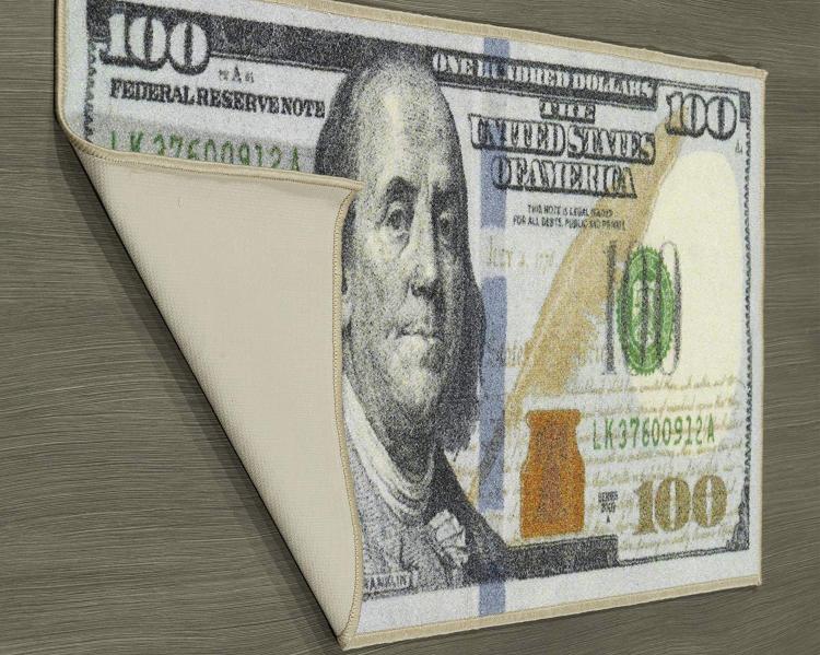 Giant 100 Dollar Bill Runner Rug - Benjamin Franklin money rug floor mat
