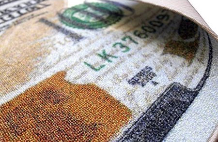 Giant 100 Dollar Bill Runner Rug - Benjamin Franklin money rug floor mat