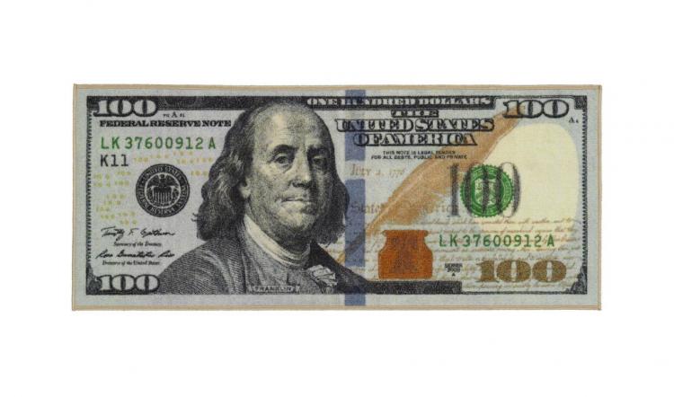 Giant 100 Dollar Bill Runner Rug - Benjamin Franklin money rug floor mat