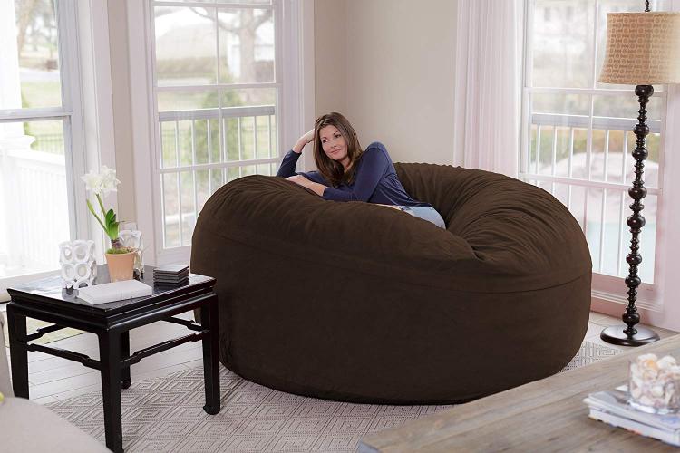Giant 8 Foot Bean Bag Chair Fits 3 People - Huge 8 Feet Long Chill Sack Lounger
