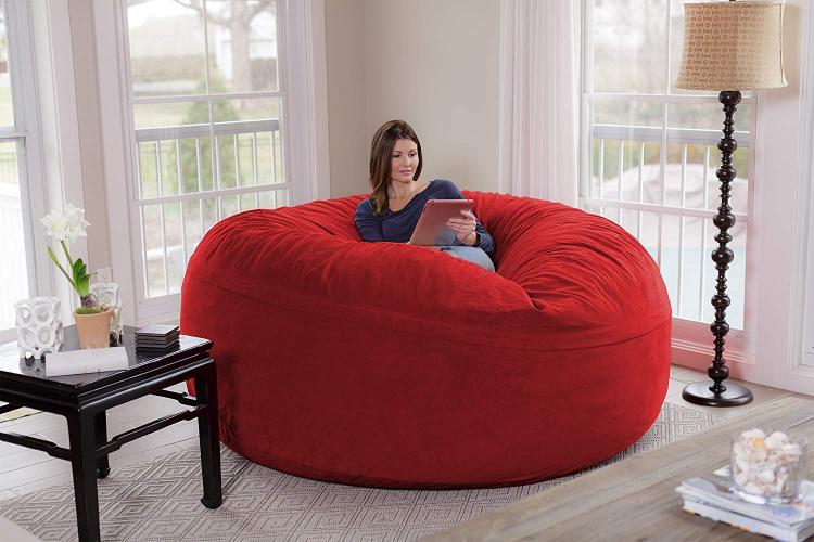 Giant 8 Foot Bean Bag Chair Fits 3 People - Huge 8 Feet Long Chill Sack Lounger
