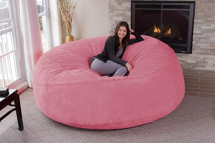 Giant 8 Foot Bean Bag Chair Fits 3 People - Huge 8 Feet Long Chill Sack Lounger
