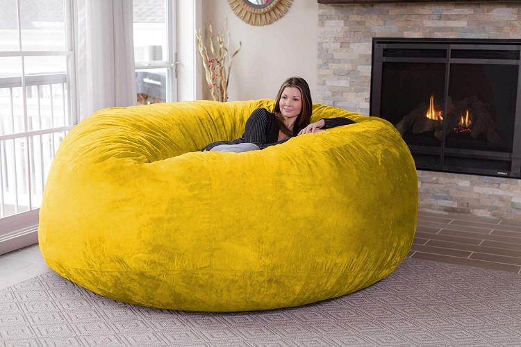 Giant 8 Foot Bean Bag Chair Fits 3 People - Huge 8 Feet Long Chill Sack Lounger
