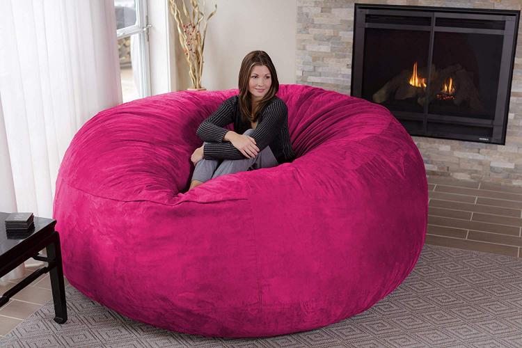 Giant 8 Foot Bean Bag Chair Fits 3 People - Huge 8 Feet Long Chill Sack Lounger