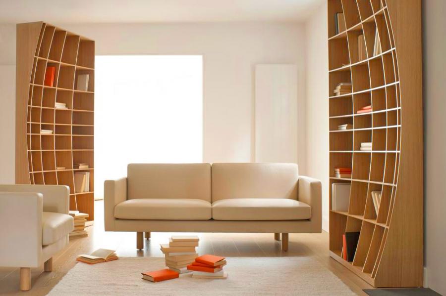 Concave Bookshelf - Inward bending bookcase design
