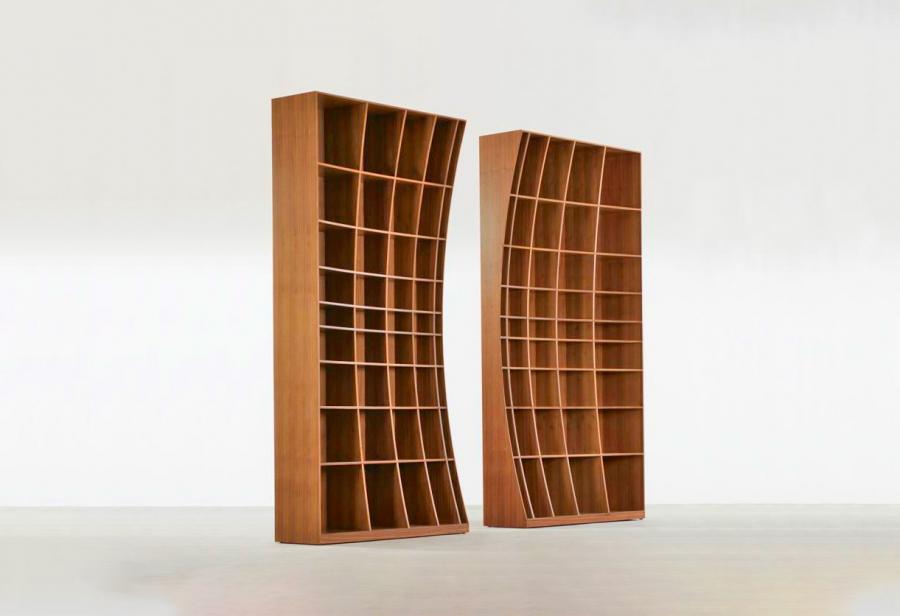 Concave Bookshelf - Inward bending bookcase design