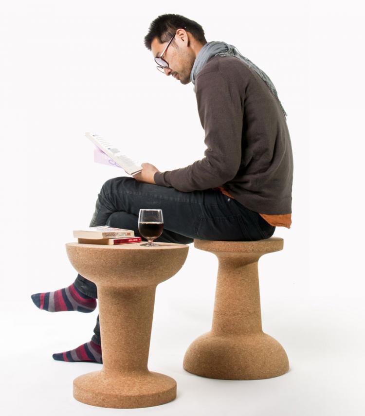 Giant Pushpin Cork Stool/Table - Light