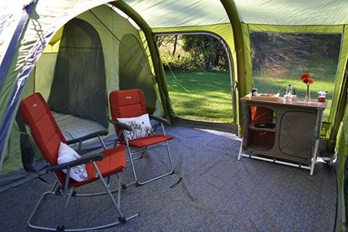 Giant Family Tent Has Blackout Bedroom Compartments and a Full Living Area - Vango Odyssey 8-Person Tunnel Tent