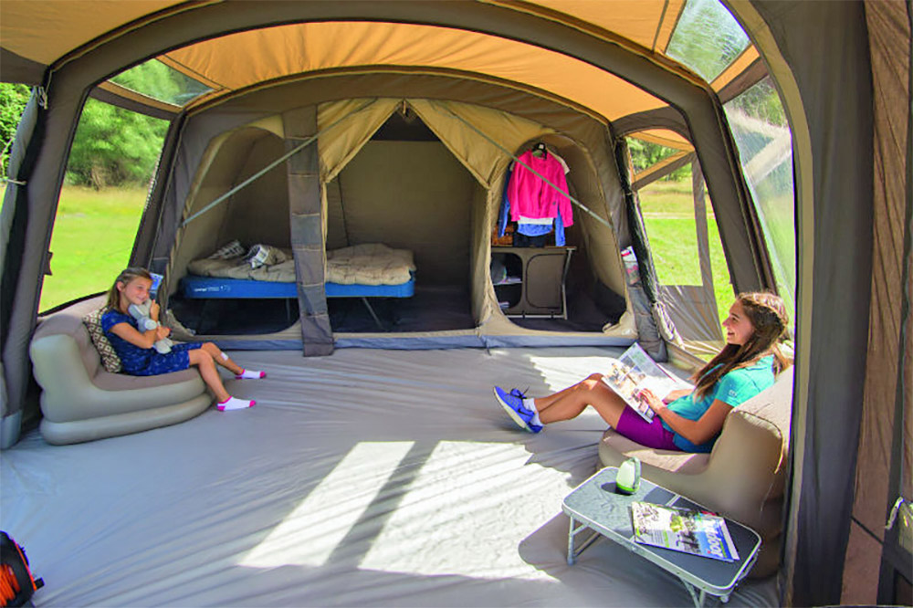 Giant Family Tent Has Blackout Bedroom Compartments and a Full Living Area - Vango Odyssey 8-Person Tunnel Tent