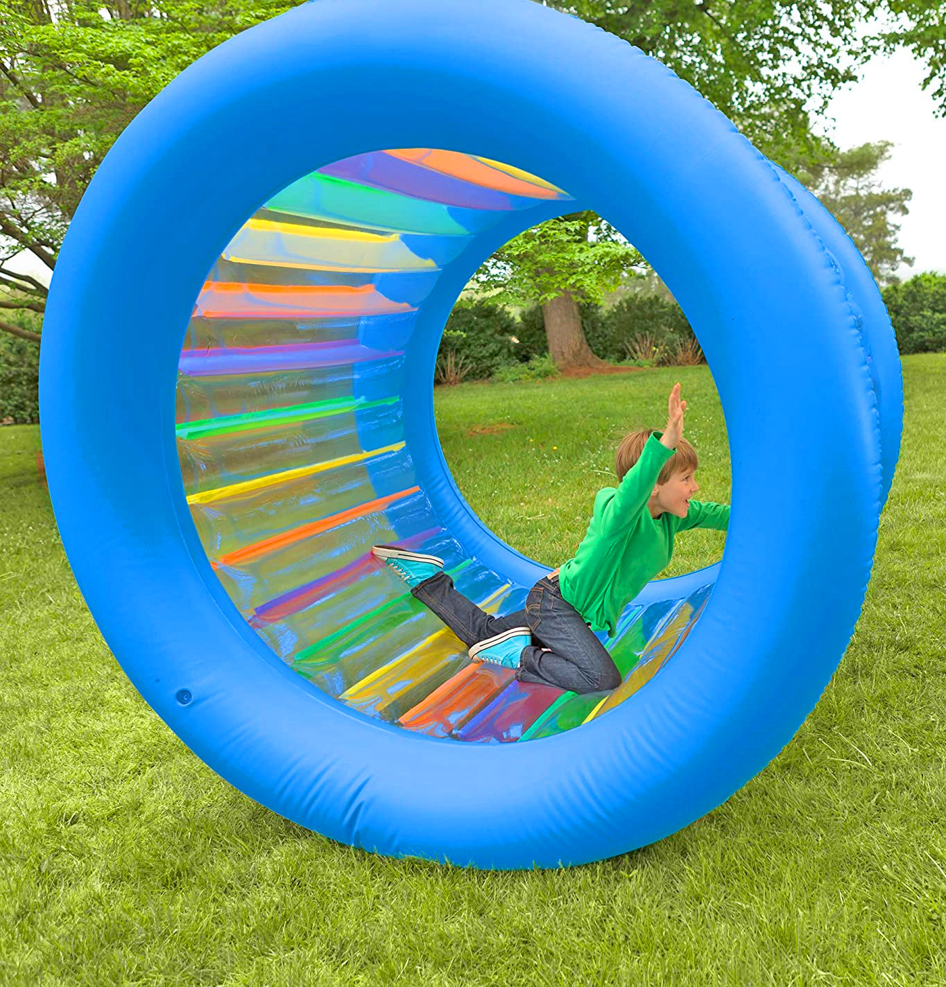Giant Inflatable Rolling Wheel - Hearthsong Roll With It Giant Rolling Cylinder Toy