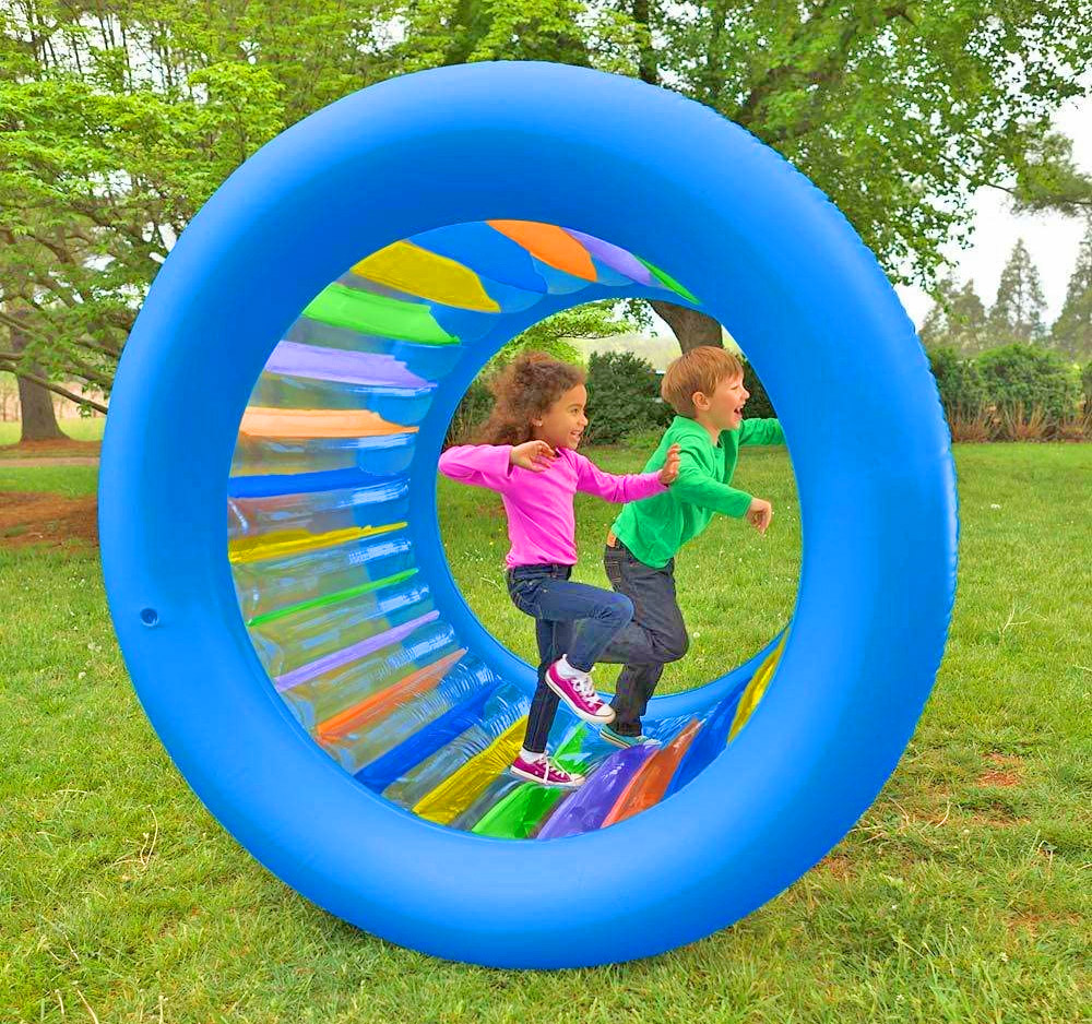 Giant Inflatable Rolling Wheel - Hearthsong Roll With It Giant Rolling Cylinder Toy