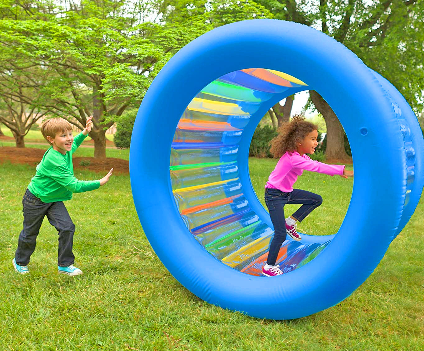 Giant Inflatable Rolling Wheel - Hearthsong Roll With It Giant Rolling Cylinder Toy