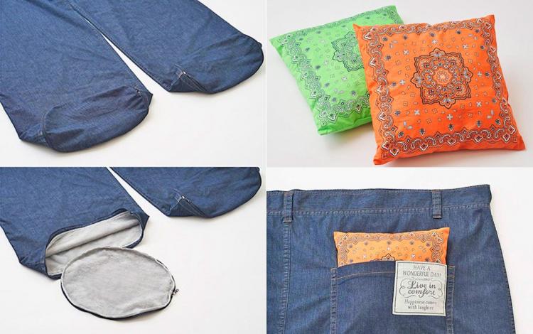 Giant Pair Of Pants Dual Sleeping Bag - Pant legs sleeping bag - Giant blue jeans double sleeping bag