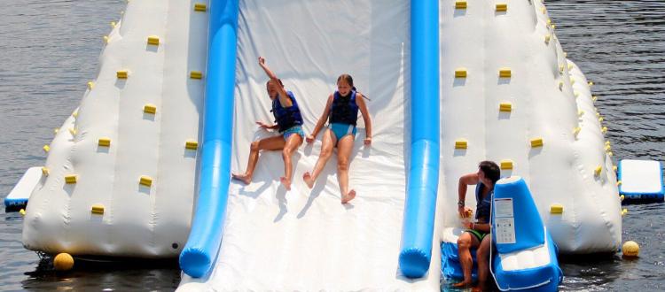 FunAir Glacier Extreme - Giant Lake Inflatable Rock Climbing Wall and Slide - Giant climbing wall for the lake