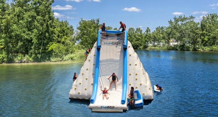 FunAir Glacier Extreme - Giant Lake Inflatable Rock Climbing Wall and Slide - Giant climbing wall for the lake