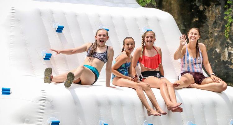 FunAir Glacier Extreme - Giant Lake Inflatable Rock Climbing Wall and Slide - Giant climbing wall for the lake