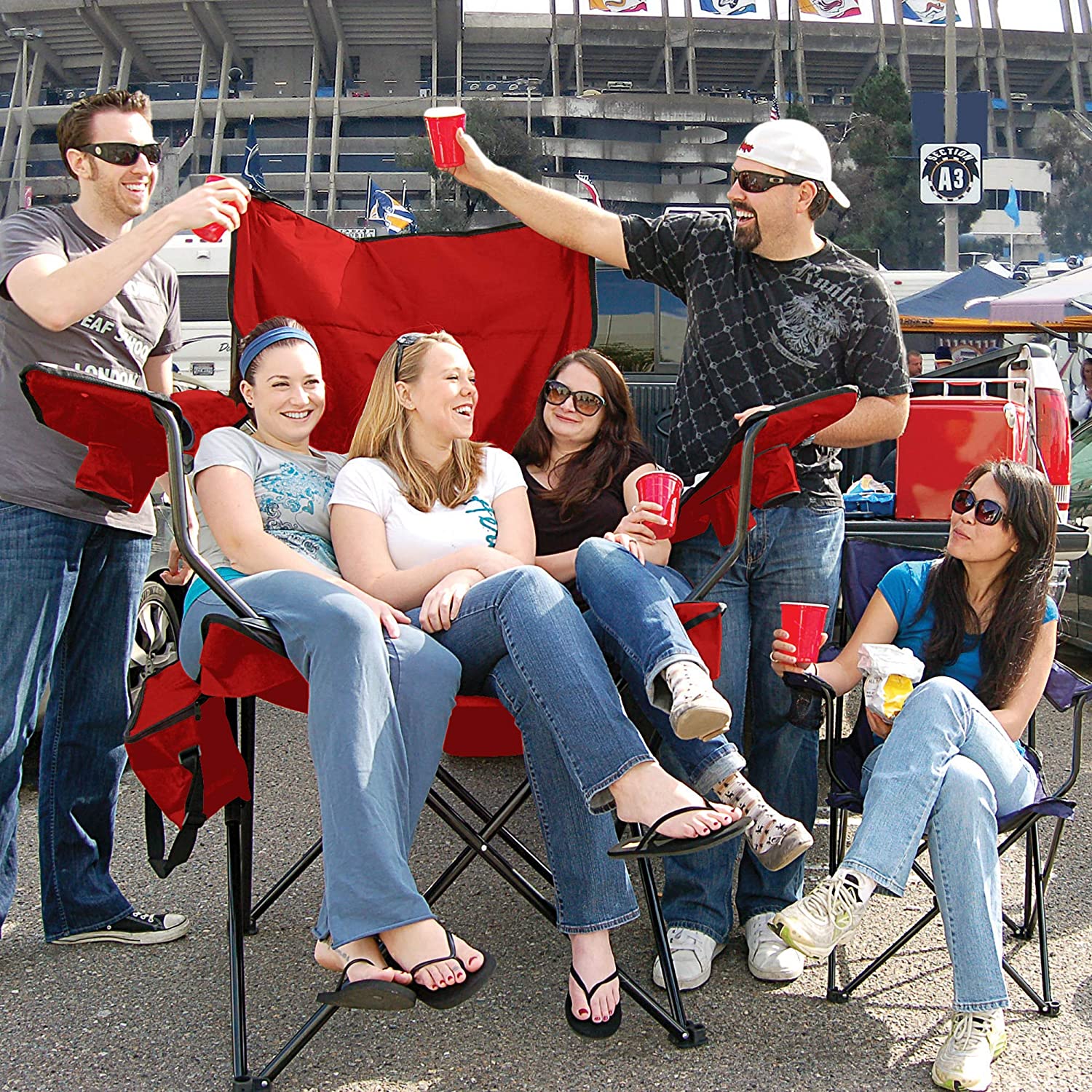 Giant Folding Chair - Giant Travel Chair With 6 Cup Holders