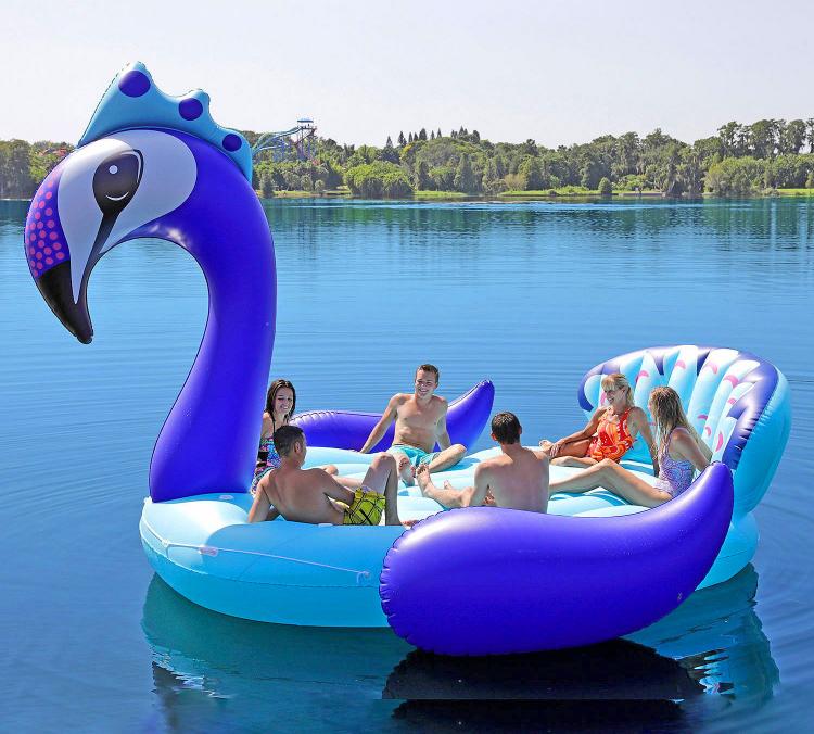 Giant Peacock Lake Float Seats Up to 6 Adults - Party Bird Island Giant Inflatable Peacock Water Float