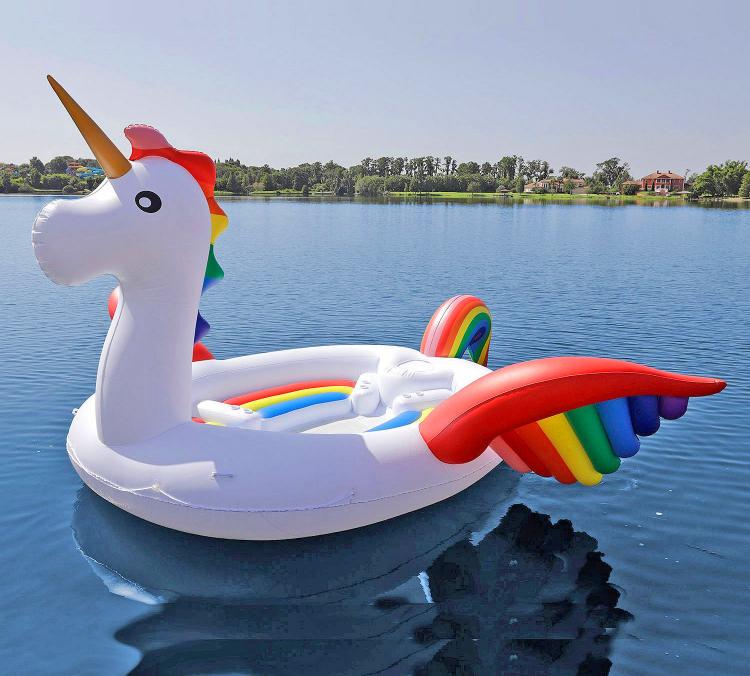 Giant Unicorn Lake Float Seats Up to 6 Adults - Party Bird Island Giant Inflatable Unicorn Water Float