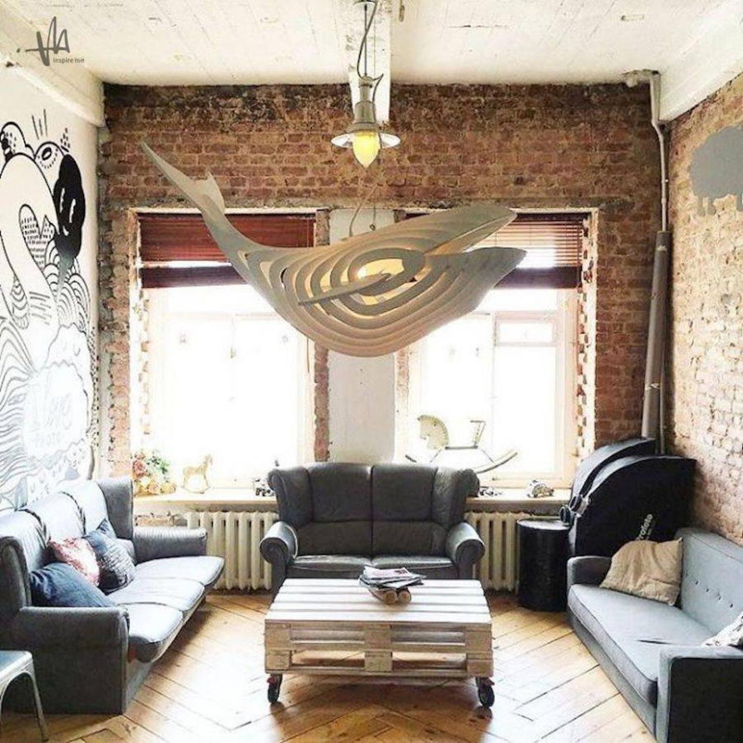 Wooden Giant Whale Pendant Light