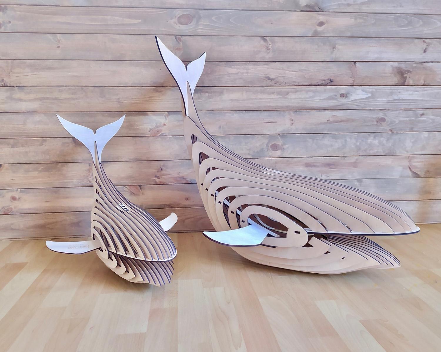 Wooden Giant Whale Pendant Light