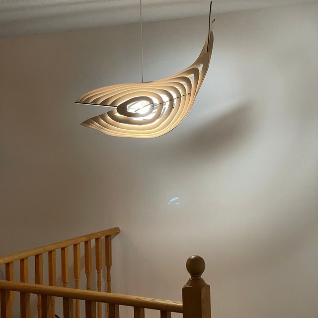 Wooden Giant Whale Pendant Light