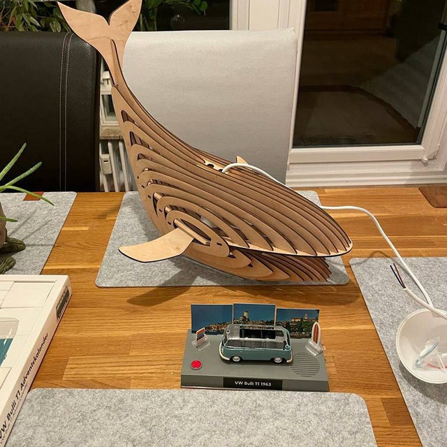 Wooden Giant Whale Pendant Light