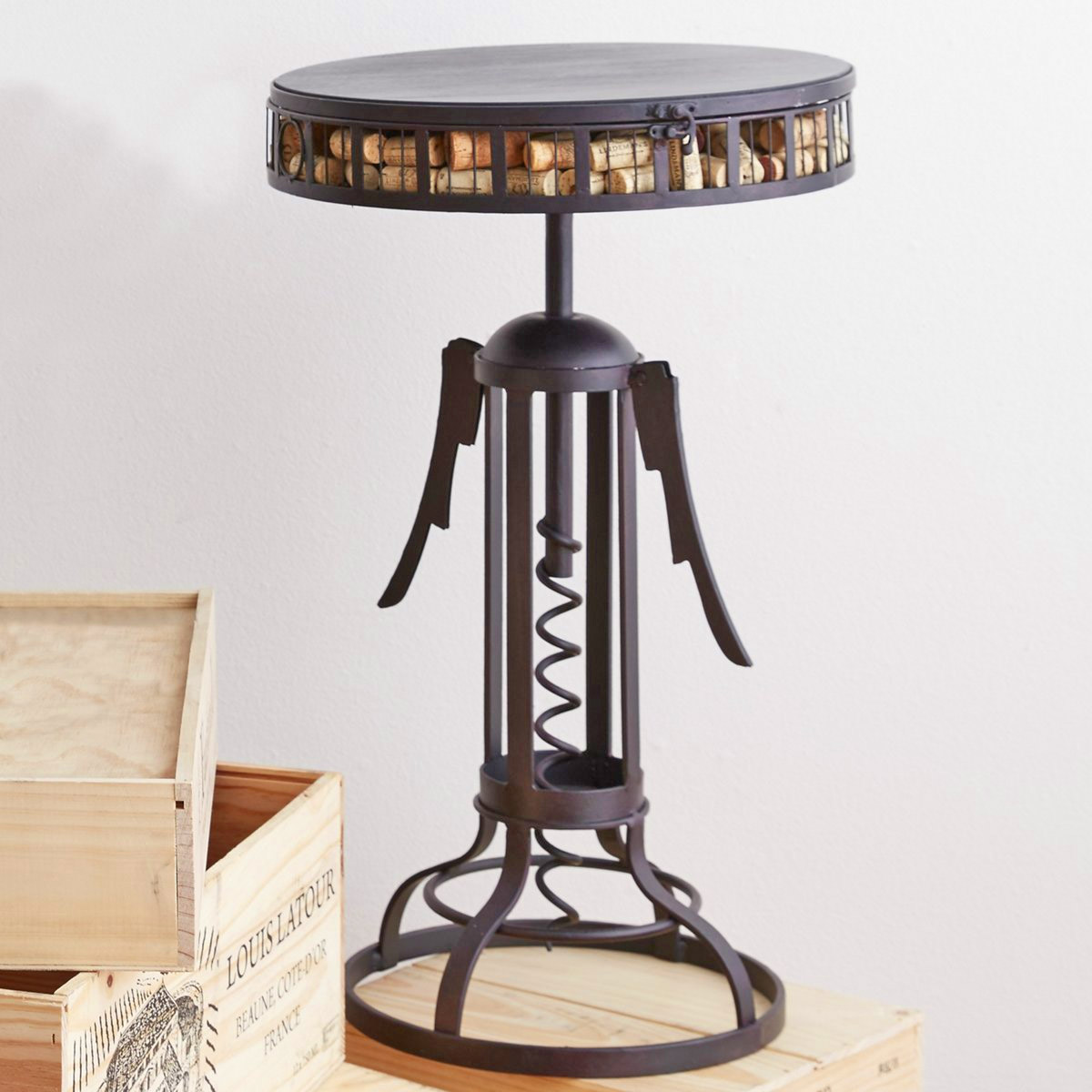 Giant Wine Opener Corkscrew Side Table That Stores Your Used Corks