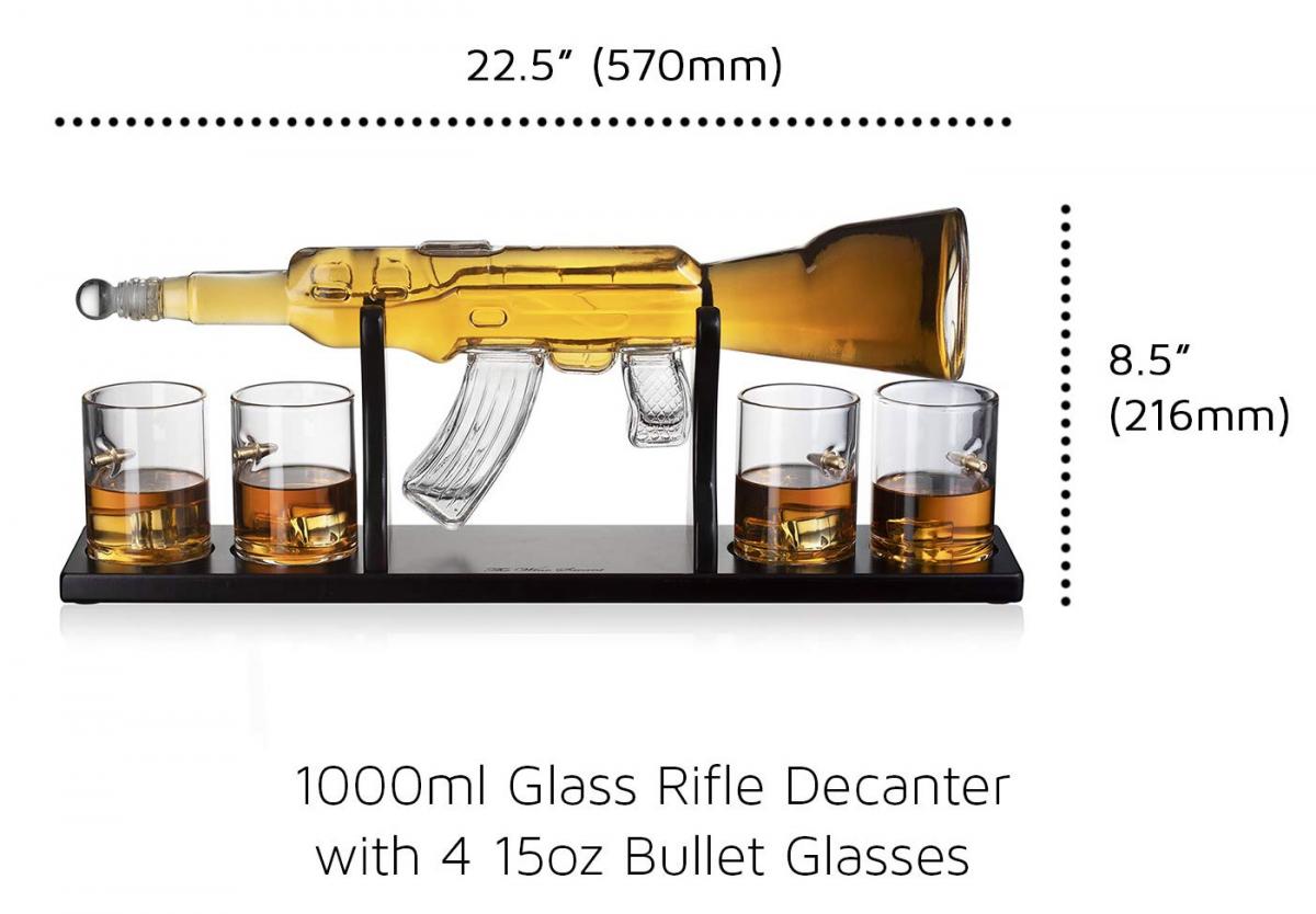 Glass AR-15 Rifle Decanter - Classy M16 Gun Whiskey Decanter For Home Bar